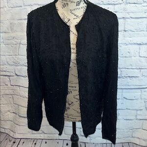 Vintage JMD New York Beaded Evening Jacket 100% Silk Open Front Size Medium